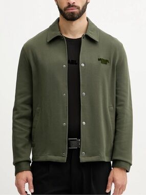 MICHAEL KORS Men's Collared Long-Sleeve Jacket Ivy color